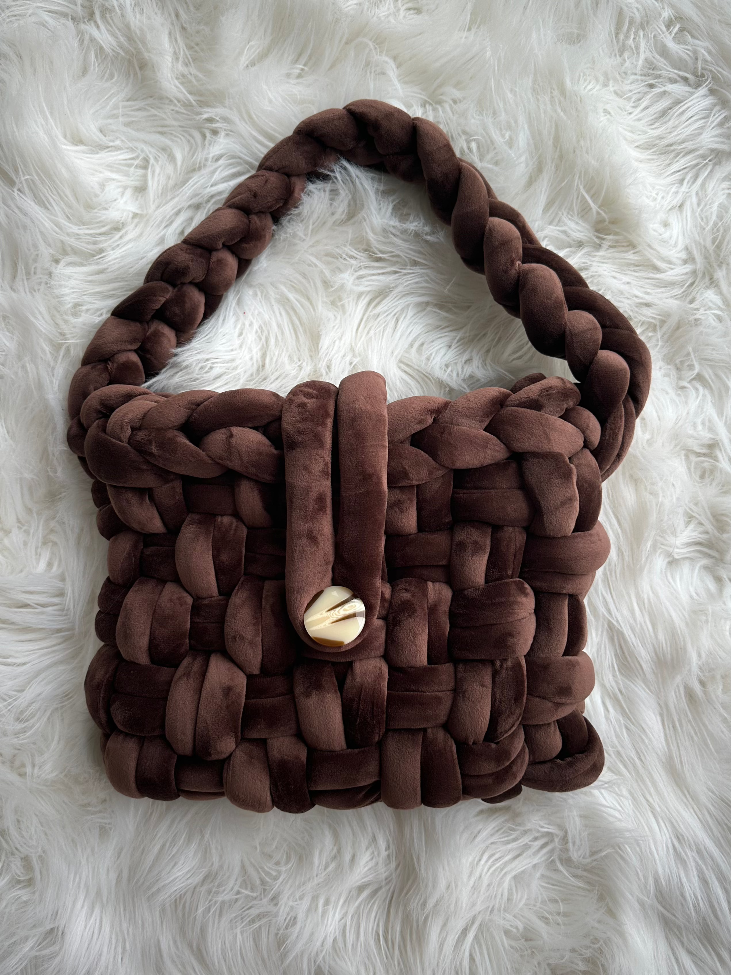 Sac en fil épais façon velours marron – Élégance, douceur - Liltaylor