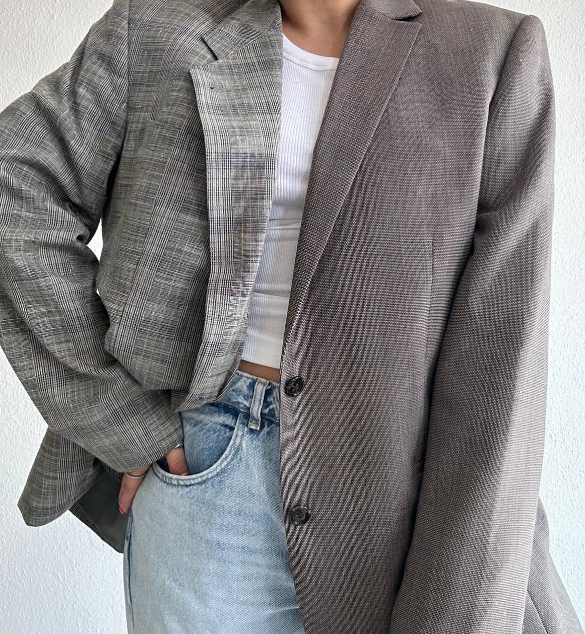 Blazer Oversize Upcyclé Contrasté - Liltaylor