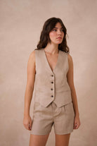 Gilet en lin Taupe - Liltaylor