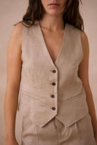 Gilet en lin Taupe - Liltaylor