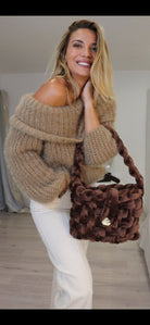 Pull col Bardot fluffy Camel - Liltaylor