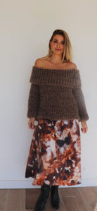 Pull col Bardot fluffy Marron - Liltaylor