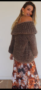 Pull col Bardot fluffy Marron - Liltaylor