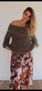 Pull col Bardot fluffy Marron - Liltaylor