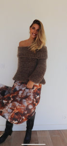 Pull col Bardot fluffy Marron - Liltaylor