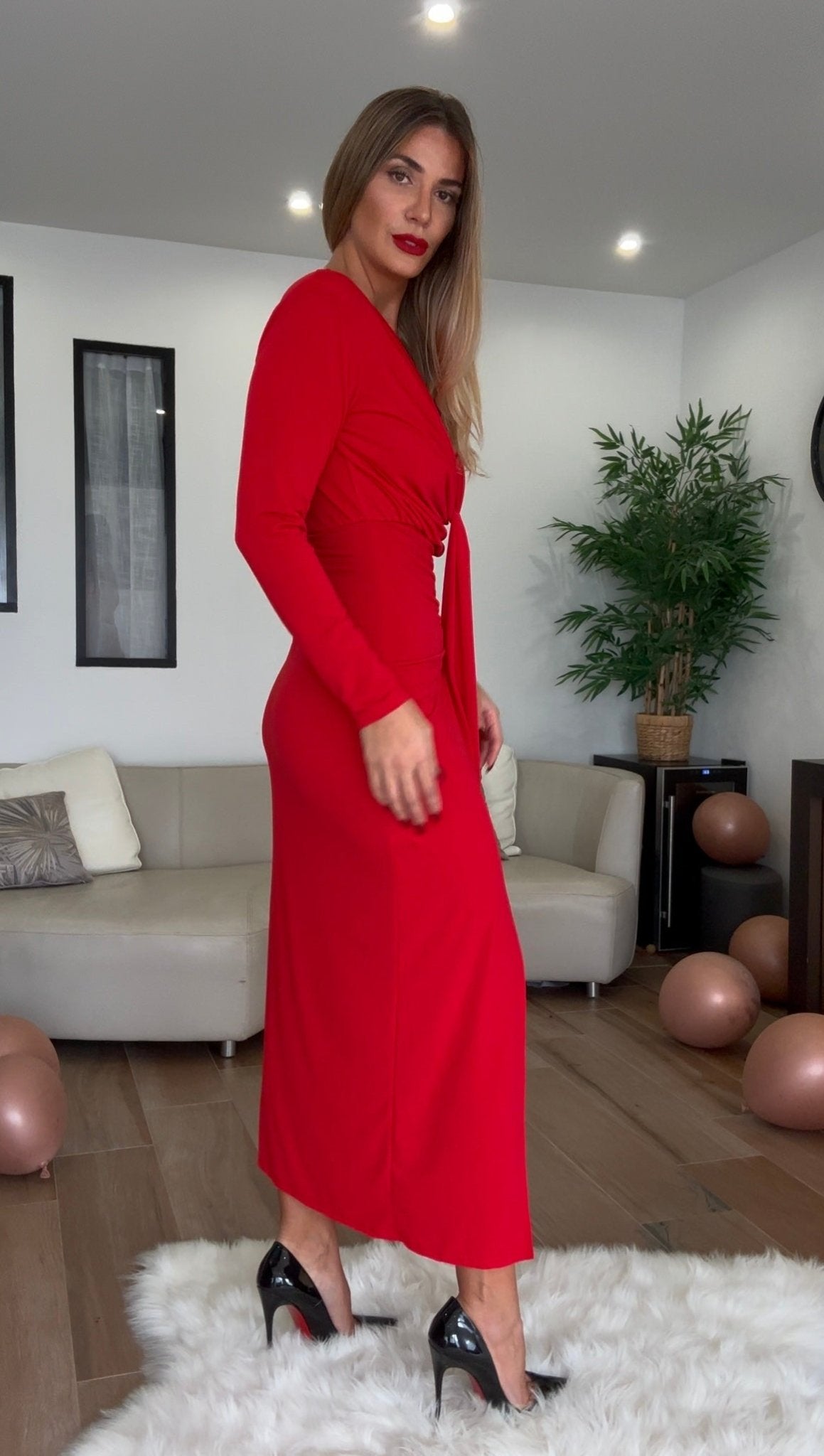 Robe longue Rouge - Élégance et confort en taille unique - Liltaylor