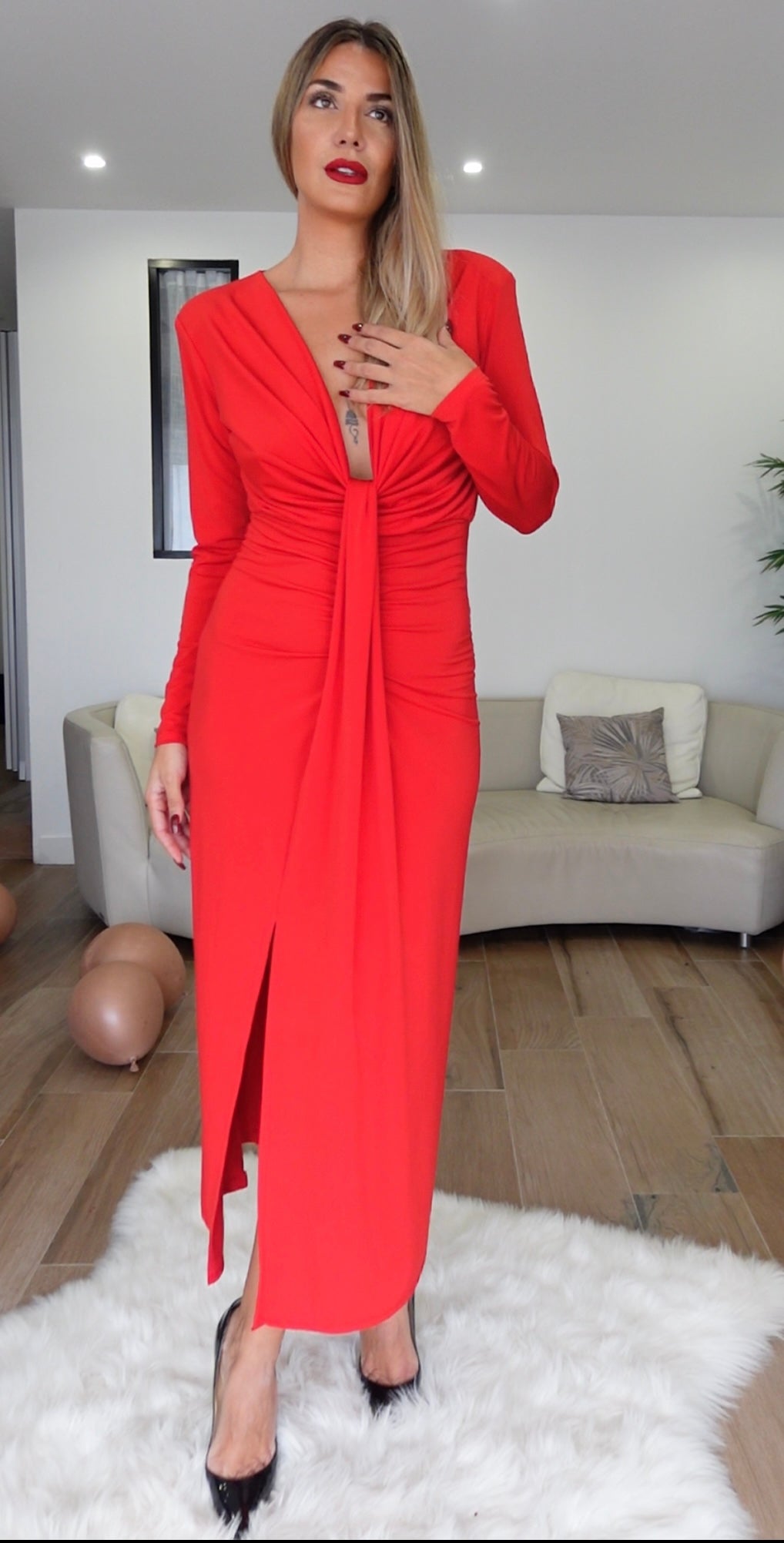 Robe longue Rouge - Élégance et confort en taille unique - Liltaylor