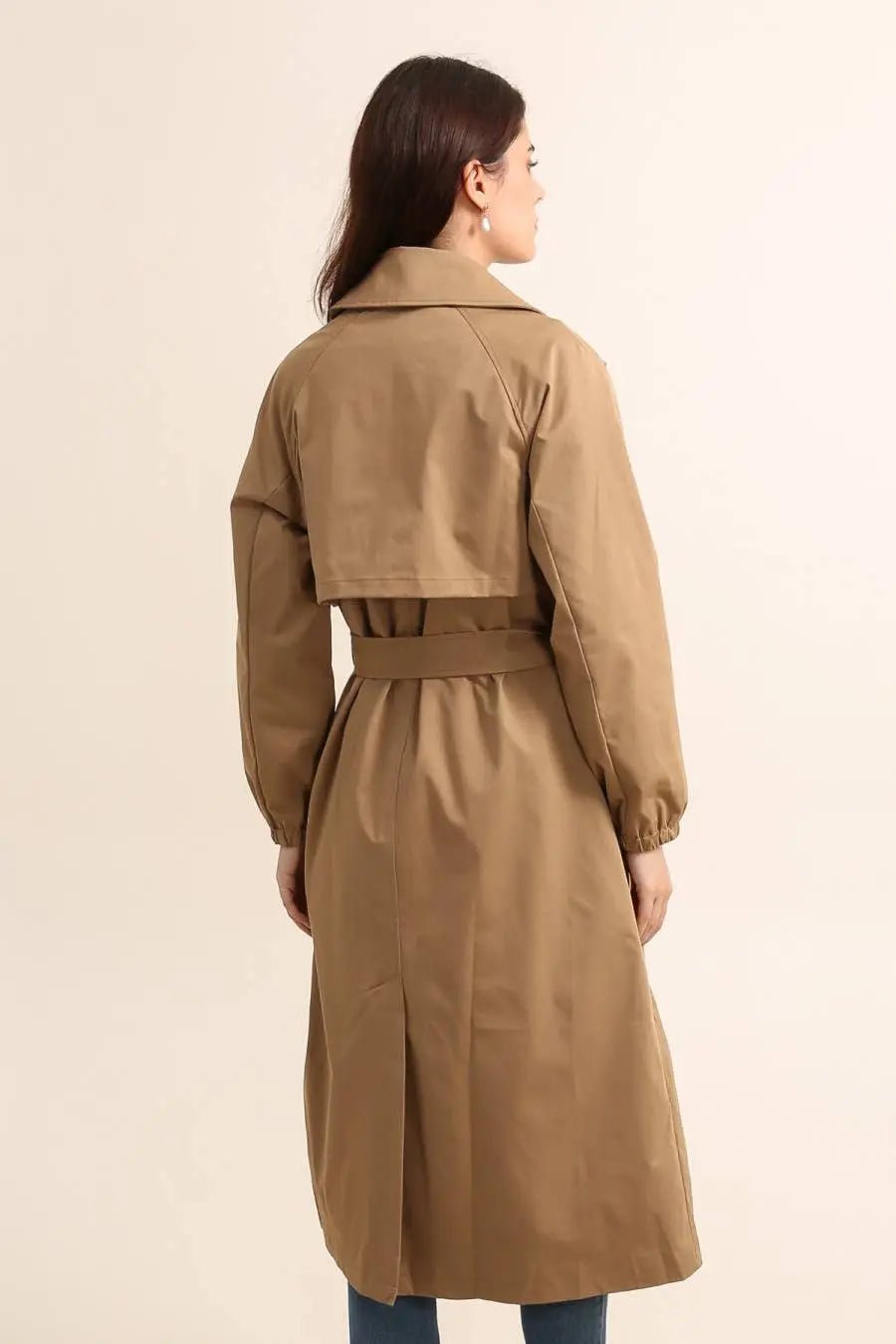 Trench coat long avec ceinture : Camel - Liltaylor