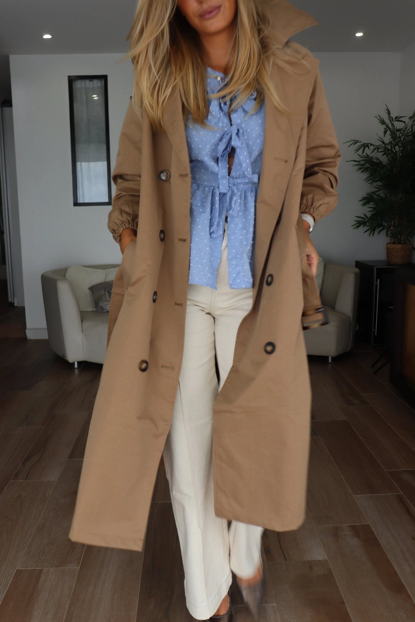 Trench coat long avec ceinture : Camel - Liltaylor