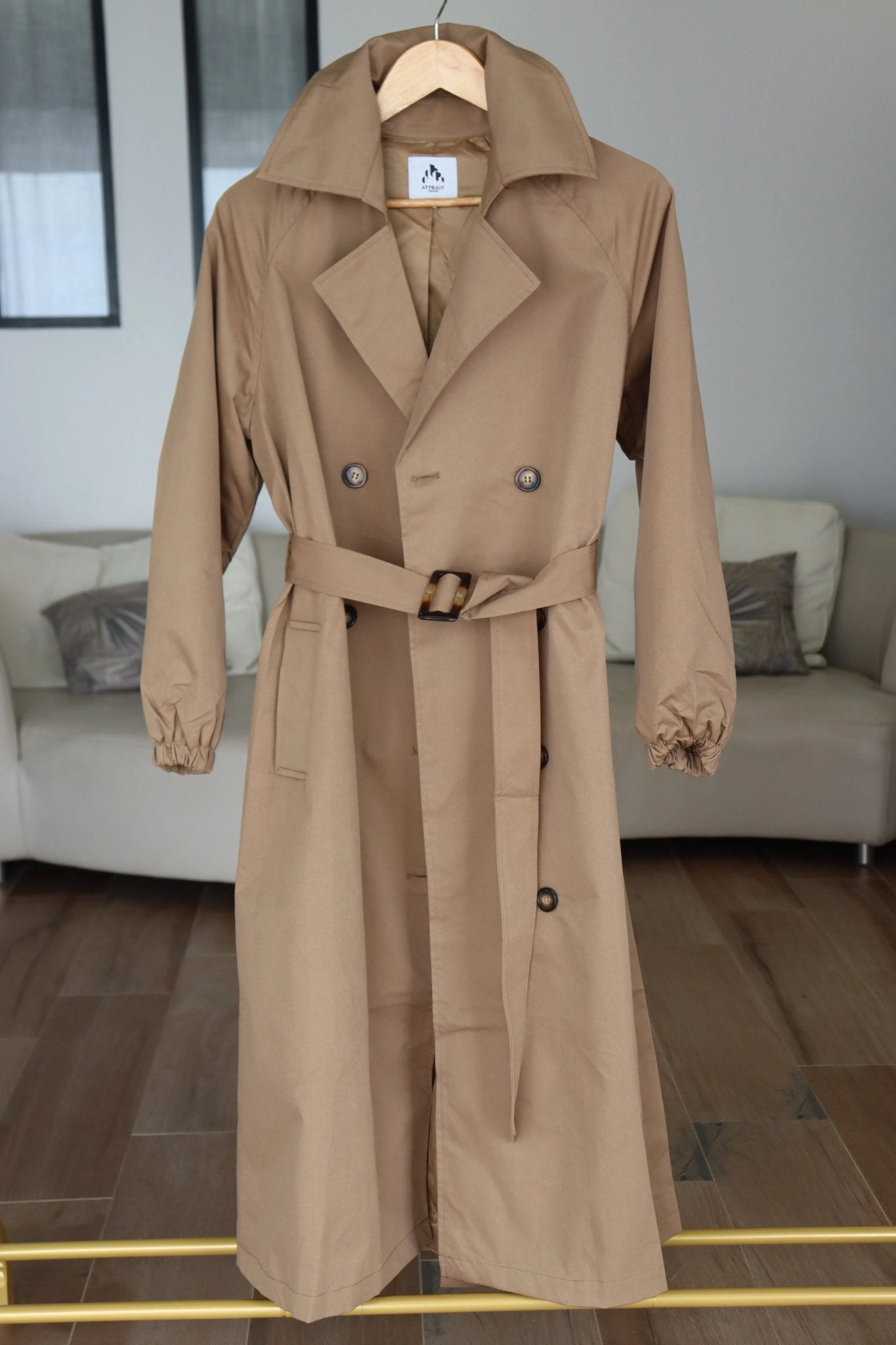 Trench coat long avec ceinture : Camel - Liltaylor