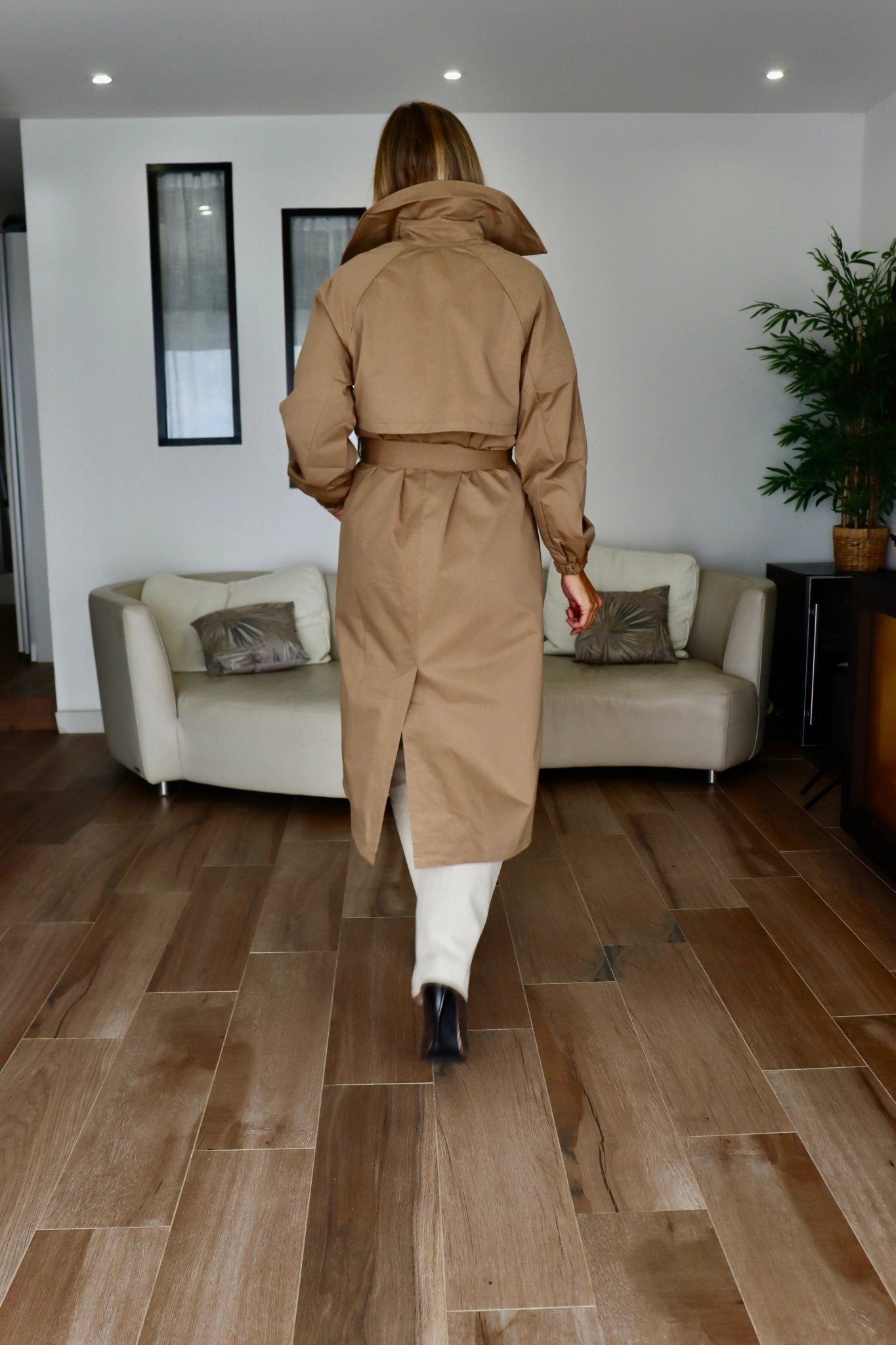 Trench coat long avec ceinture : Camel - Liltaylor